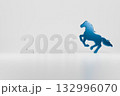The blue horse, the symbol of 2026, gallops forward to welcome the 2026 Year. 132996070