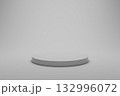 white cylinder podium is statically placed in the center of a gray background 132996072