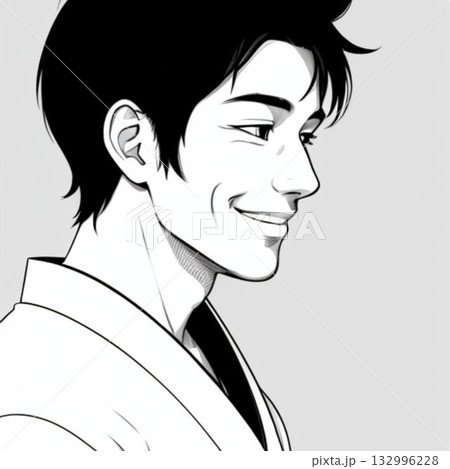 着物を着た男性の上半身 132996228