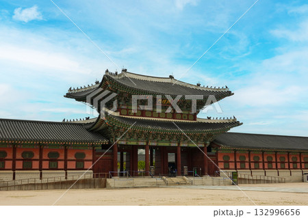 Historic Heungnyemun Gate at Gyeongbokgung Palace, Iconic Symbol of Traditional Korean Royal Architecture and Cultural Heritage Historic Heungnyemun Gate at Gyeongbokgung Palace, Iconic Symbol of Traditional Korean Royal Architecture and Cultural Heritage 132996656