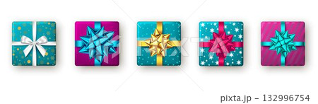 Festive wrapped presents in vibrant colors. Festive wrapped presents in vibrant colors. 132996754