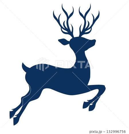 Stylized Christmas deer silhouettes with decorative antlers. 132996756