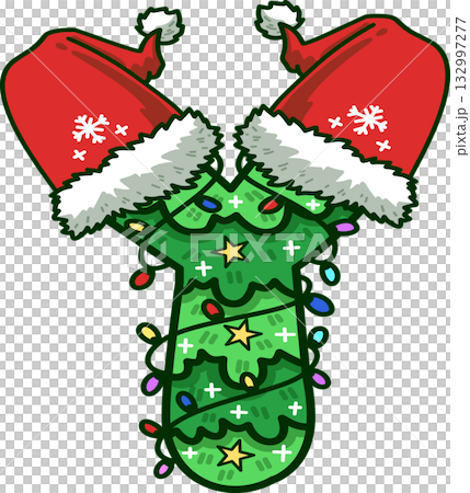 Christmas Tree Uppercase Alphabet Y with Santa Hat and Christmas Light Christmas Tree Uppercase Alphabet Y with Santa Hat and Christmas Light 132997277