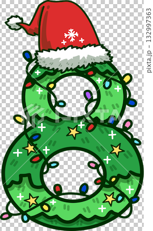 Christmas Number 8 with Santa Hat and Christmas Light 132997363