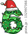 Christmas Number 6 with Santa Hat and Christmas Light 132997366