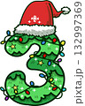 Christmas Number 3 with Santa Hat and Christmas Light 132997369