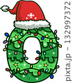 Christmas Tree Uppercase Alphabet O with Santa Hat and Christmas Light 132997372