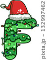 Christmas Tree Uppercase Alphabet F with Santa Hat and Christmas Light 132997462
