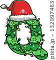 Christmas Tree Uppercase Alphabet Q with Santa Hat and Christmas Light 132997463