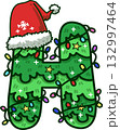 Christmas Tree Uppercase Alphabet H with Santa Hat and Christmas Light 132997464