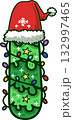 Christmas Tree Uppercase Alphabet I with Santa Hat and Christmas Light 132997465