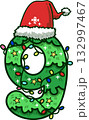 Christmas Number 9 with Santa Hat and Christmas Light 132997467