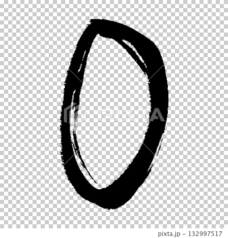 Illustration of the number 0 drawn with a brush stroke 132997517