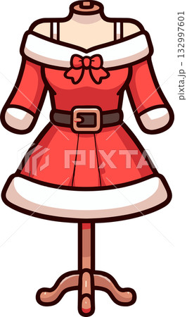 女性用のサンタのコスプレ衣装のイラスト 132997601