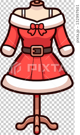 女性用のサンタのコスプレ衣装のイラスト 132997601