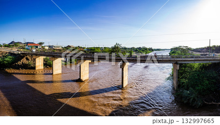Kenya East Africa Landscapes Turkwel River Lodwar Town Bridge Turkana County Travels Highway Road 132997665