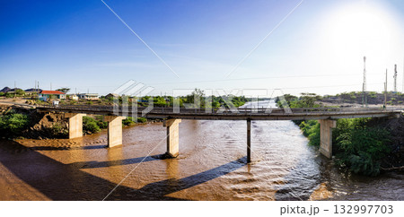 Kenya East Africa Landscapes Turkwel River Lodwar Town Bridge Turkana County Travels Highway Road 132997703