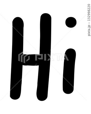 Hand-drawn doodle hi icon simple cute sketch text symbol of greeting and friendliness isolated on white background for journals and creative projects. Hand-drawn doodle hi icon simple cute sketch text symbol of greeting and friendliness isolated on white background for journals and creative projects. 132998220