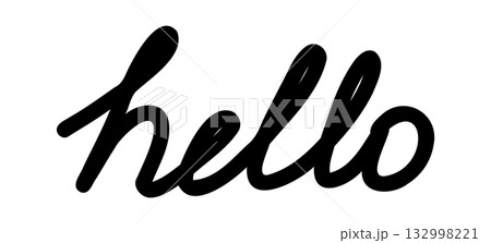 Hand-drawn doodle hello icon simple cute sketch text symbol of greeting and friendliness isolated on white background for journals and creative projects. Hand-drawn doodle hello icon simple cute sketch text symbol of greeting and friendliness isolated on white background for journals and creative projects. 132998221