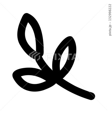 Hand-drawn doodle twig icon simple cute sketch symbol of nature and calm isolated on white background for personal journals, decorations, and creative designs. 132998222