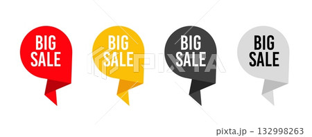 3D round sticker badge with a big sale symbol and offer message. Ideal for advertising, shopping promotions, and clearance sales, this vector illustration captures attention for retail and marketing 3D round sticker badge with a big sale symbol and offer message. Ideal for advertising, shopping promotions, and clearance sales, this vector illustration captures attention for retail and marketing 132998263