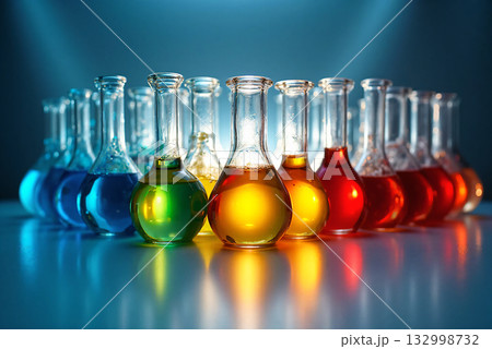 フラスコに入ったカラフルな液体 132998732