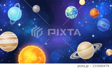 宇宙と惑星の背景イラスト_16:9 宇宙と惑星の背景イラスト_16:9 133000479
