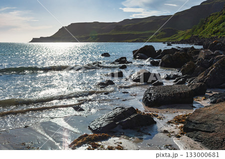 Rocky shoreline at Calgary Bay Isle of Mull Scotland UK 133000681