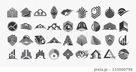 Set of elegance property home building logo design 133000798
