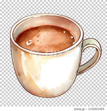 一杯熱可可的水彩插圖 133001495