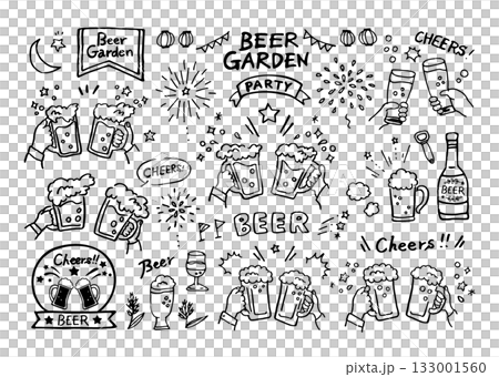 Toasting beer hand-drawn illustration_beer garden 133001560
