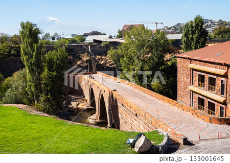 Red Bridge from red tuff stone over Hrazdan river 133001645