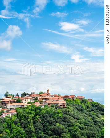 blue sky over Sighnaghi town on top of mount 133001659