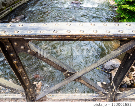 old bridge steel railing accross Borjomula River 133001682