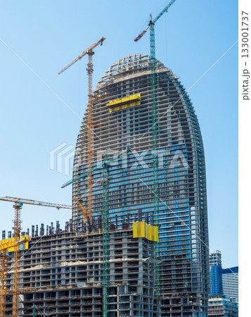crane at construction site of skyscraper in Batumi 133001737