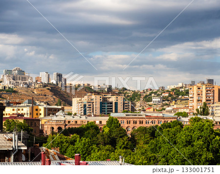 cloudy sky over residential district in Yerevan cloudy sky over residential district in Yerevan 133001751