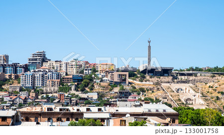 blue sky over Cascade monument and houses, Yerevan blue sky over Cascade monument and houses, Yerevan 133001758