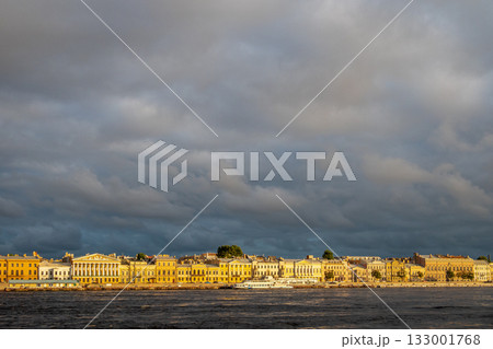cloudy sky over English Quay in St Petersburg city cloudy sky over English Quay in St Petersburg city 133001768