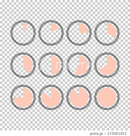 Simple clock red icon material set Simple clock red icon material set 133001852