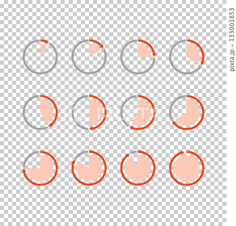 シンプルな時計の赤色アイコン素材セット シンプルな時計の赤色アイコン素材セット 133001853