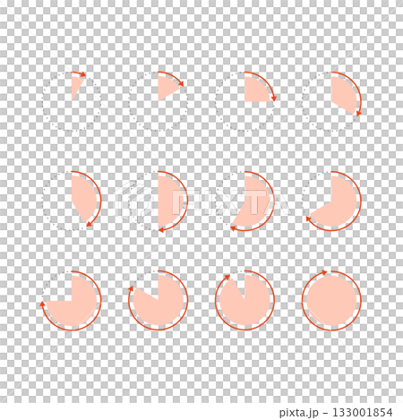 シンプルな時計の赤色アイコン素材セット 133001854