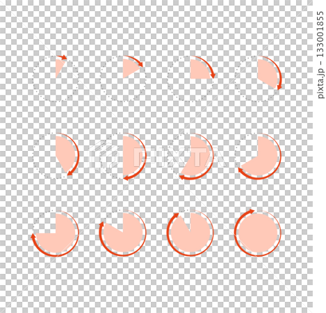 シンプルな時計の赤色アイコン素材セット 133001855