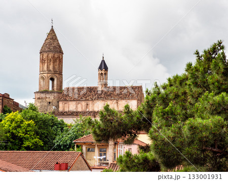 view of cathedral in Signagi town in summer view of cathedral in Signagi town in summer 133001931