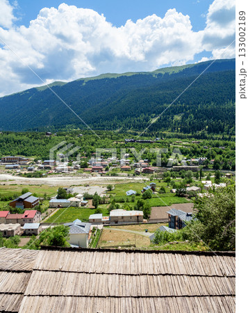 above view of Mestia townlet from svan tower above view of Mestia townlet from svan tower 133002189