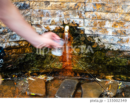 water spring with cold mineral water in Borjomi 133002349