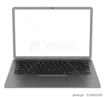 A stylish gray laptop with an insulated screen is the perfect layout for design. The ergonomic keyboard and minimalist design emphasize the professional style. 133002558
