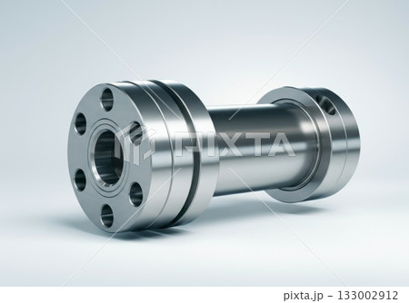 Metallic pneumatic connector showcasing precision engineering and industrial design concepts Metallic pneumatic connector showcasing precision engineering and industrial design concepts 133002912