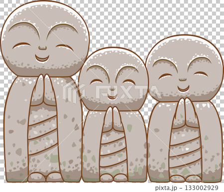 Illustration of three Jizo statues. Illustration of three Jizo statues. 133002929