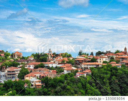 skyline of Sighnaghi town on summer morning skyline of Sighnaghi town on summer morning 133003034