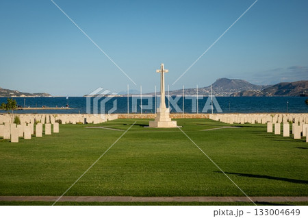 Allied War Cemetery Souda Bay. Chania. Crete. Greece. Blue Sea. NATO base. Allied War Cemetery Souda Bay. Chania. Crete. Greece. Blue Sea. NATO base. 133004649
